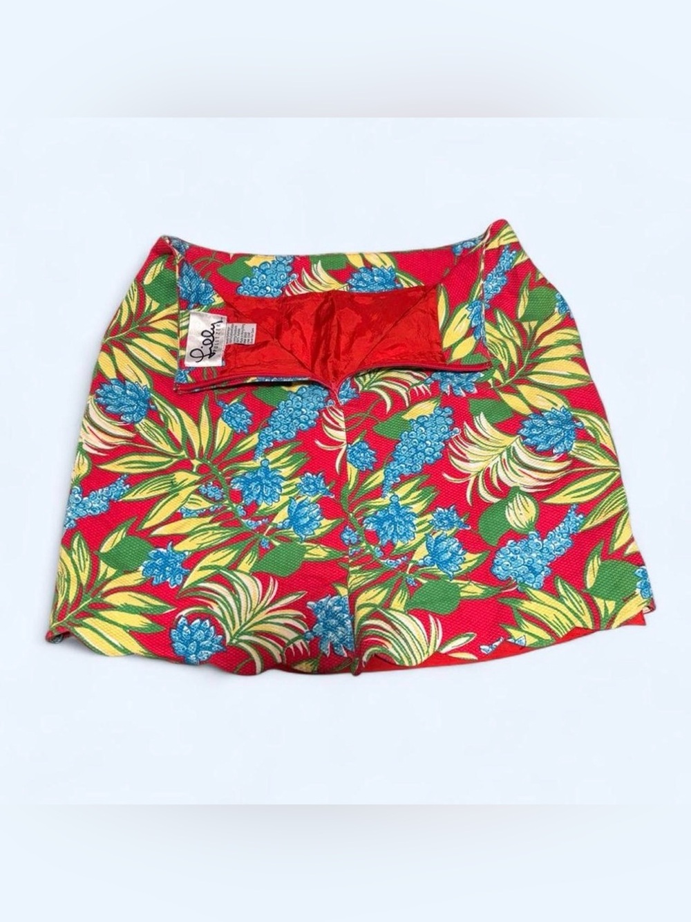 Vintage Lilly Pulitzer Textured Cotton Floral Skirt Scalloped Hem Lined Sz 8 M - Picture 4 of 5
